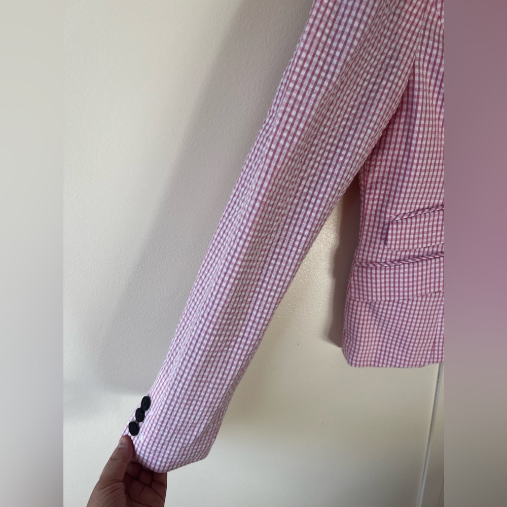 Jack Wills Women’s Pink Searsucker Gingham Blazer Size‎ 8 - Picture 6 of 11